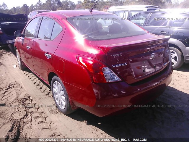 3N1CN7AP6DL867384 - 2013 NISSAN VERSA S/S PLUS/SV/SL RED photo 3