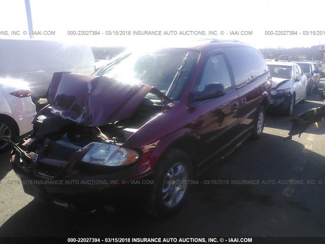 2B8GP44361R227735 - 2001 DODGE GRAND CARAVAN SPORT MAROON photo 2