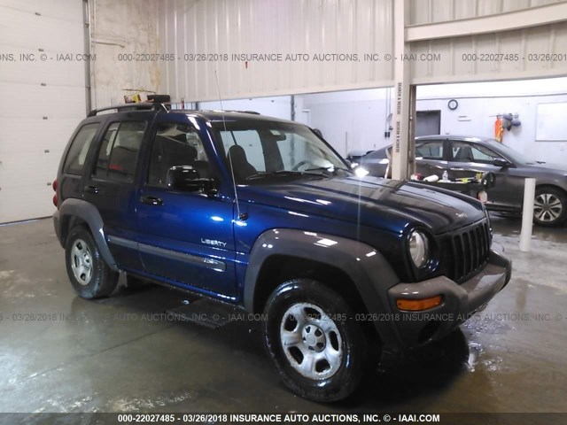 1J4GK48K24W286386 - 2004 JEEP LIBERTY SPORT BLUE photo 1