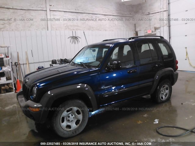 1J4GK48K24W286386 - 2004 JEEP LIBERTY SPORT BLUE photo 2