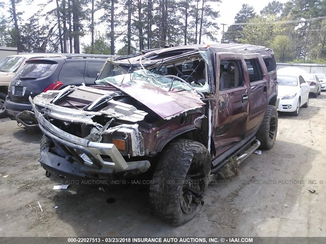 5GRGN23U14H111107 - 2004 HUMMER H2 MAROON photo 2