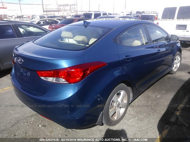 KMHDH4AE9DU971858 - 2013 HYUNDAI ELANTRA GLS/LIMITED BLUE photo 4