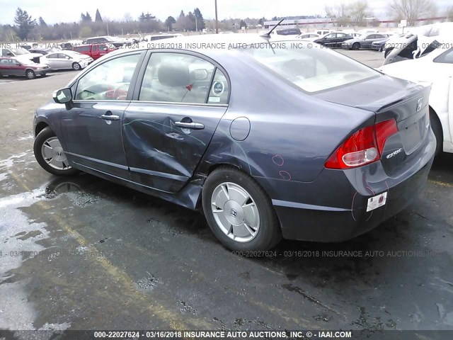 JHMFA36278S010590 - 2008 HONDA CIVIC HYBRID GRAY photo 3