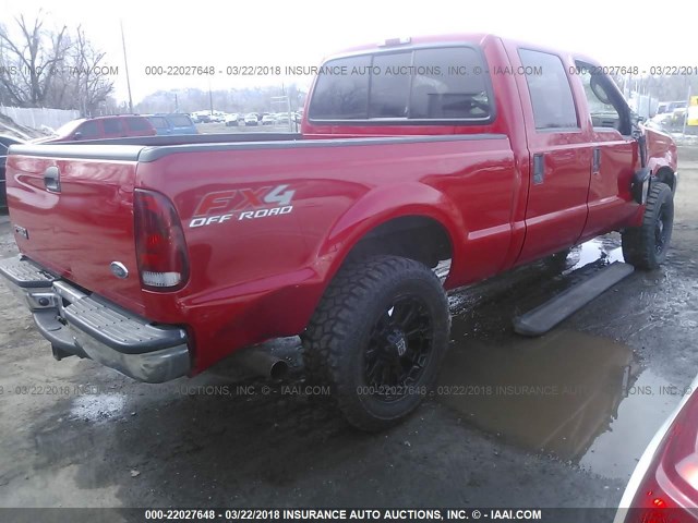 1FTNW21P54ED52463 - 2004 FORD F250 SUPER DUTY RED photo 4