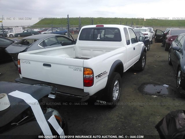 5TEWN72N74Z393014 - 2004 TOYOTA TACOMA XTRACAB WHITE photo 4