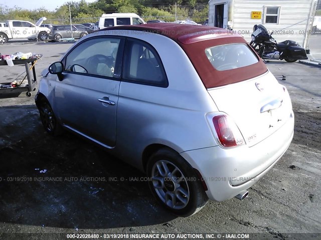 3C3CFFDR1CT200887 - 2012 FIAT 500 POP SILVER photo 3