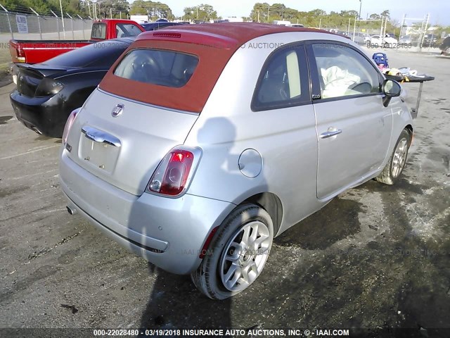 3C3CFFDR1CT200887 - 2012 FIAT 500 POP SILVER photo 4