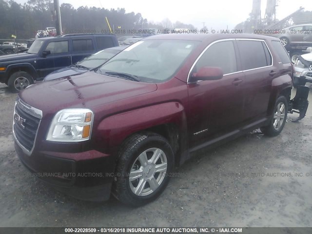 2GKALMEK9G6305144 - 2016 GMC TERRAIN SLE BURGUNDY photo 2