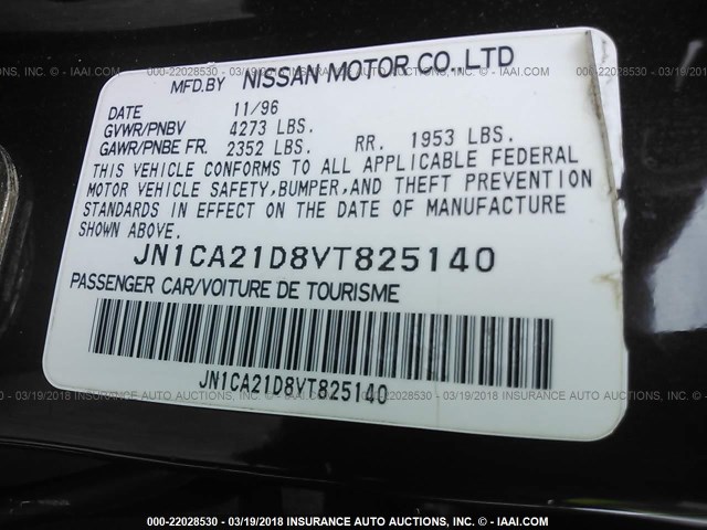 JN1CA21D8VT825140 - 1997 NISSAN MAXIMA GLE/GXE/SE PURPLE photo 9