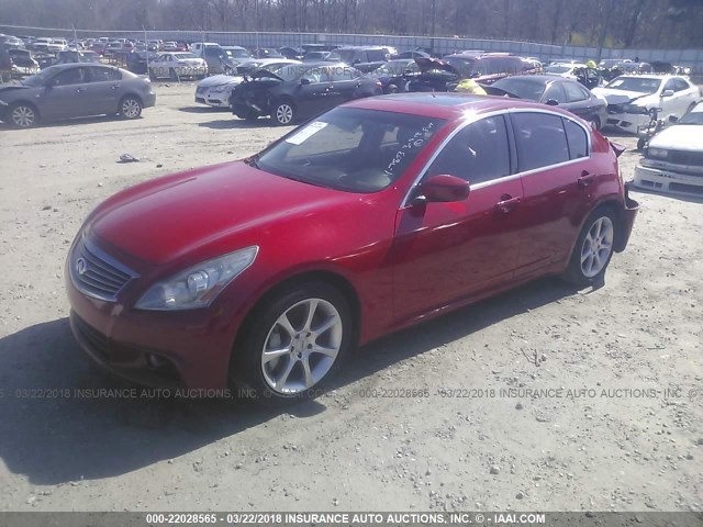 JN1CV6AP8AM407803 - 2010 INFINITI G37 SPORT RED photo 2