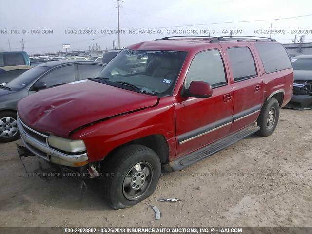 3GNEC16T41G131280 - 2001 CHEVROLET SUBURBAN C1500 RED photo 2