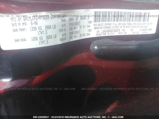 1J8HG48K66C369375 - 2006 JEEP COMMANDER RED photo 9