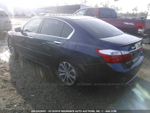 1HGCR2F59EA093962 - 2014 HONDA ACCORD SPORT BLUE photo 3