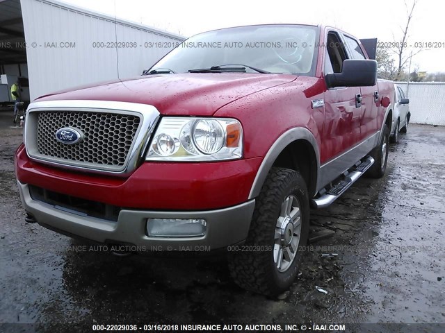 1FTPW14514KC52102 - 2004 FORD F150 SUPERCREW RED photo 2