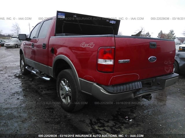 1FTPW14514KC52102 - 2004 FORD F150 SUPERCREW RED photo 3