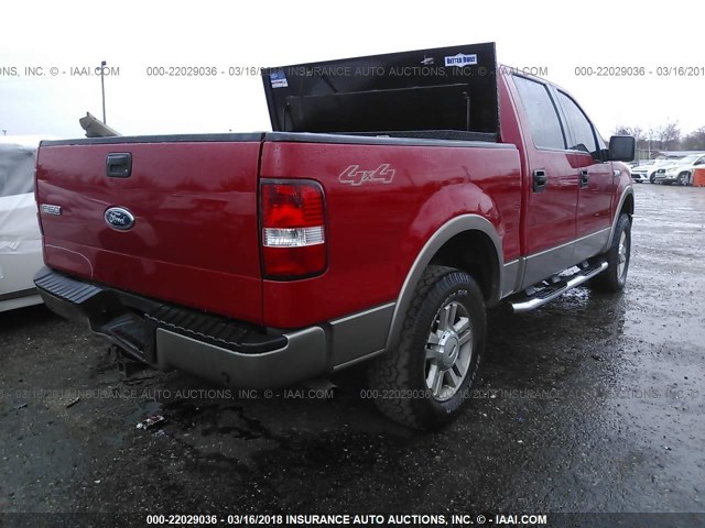 1FTPW14514KC52102 - 2004 FORD F150 SUPERCREW RED photo 4