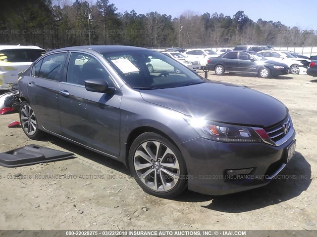 1HGCR2F56EA143863 - 2014 HONDA ACCORD SPORT GRAY photo 1