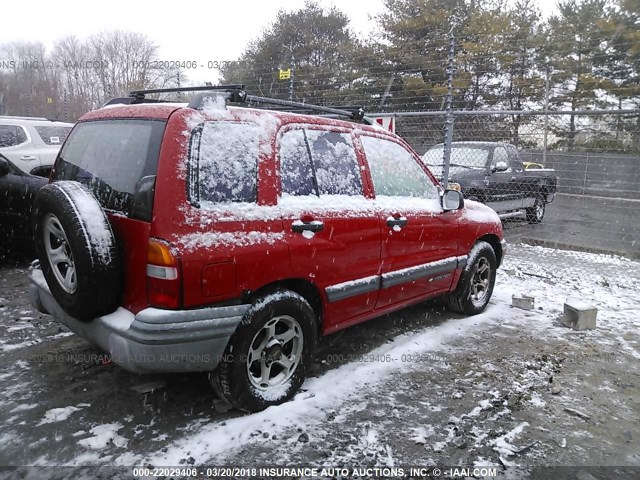 2CNBE13C1Y6929845 - 2000 CHEVROLET TRACKER RED photo 4