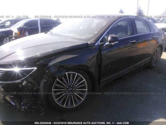 3LN6L2JK0ER834723 - 2014 LINCOLN MKZ BLACK photo 2