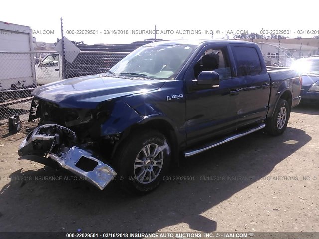 1FTEW1EG2FFA97031 - 2015 FORD F150 SUPERCREW BLUE photo 2