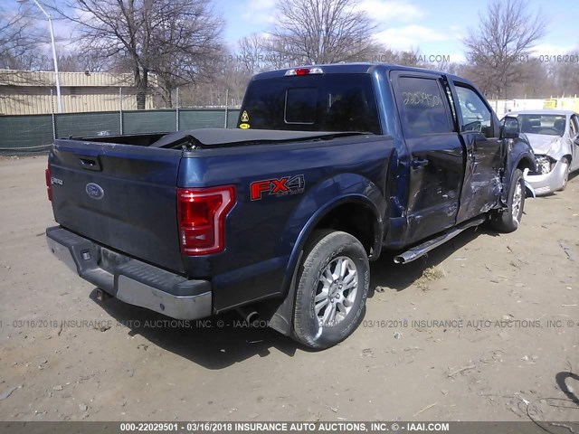 1FTEW1EG2FFA97031 - 2015 FORD F150 SUPERCREW BLUE photo 4