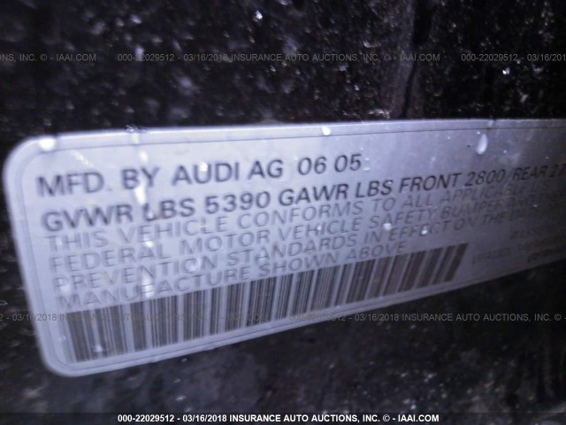 WAUDL74F96N035418 - 2006 AUDI A6 4.2 QUATTRO BLACK photo 9