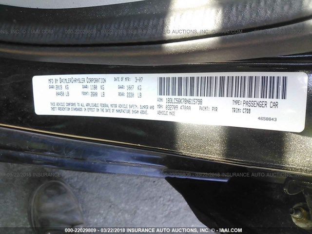 1B3LC56K78N615798 - 2008 DODGE AVENGER SXT BLACK photo 9