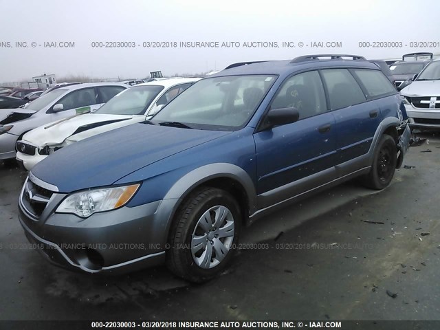 4S4BP60C286312424 - 2008 SUBARU OUTBACK BLUE photo 2