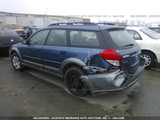 4S4BP60C286312424 - 2008 SUBARU OUTBACK BLUE photo 3