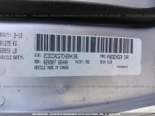 2C3CCACG7CH204186 - 2012 CHRYSLER 300 LIMITED SILVER photo 9