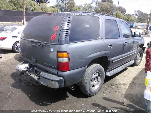 1GNEK13T21J175610 - 2001 CHEVROLET TAHOE K1500 GRAY photo 4