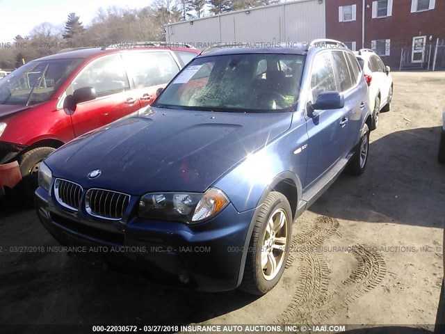 WBXPA93466WG79833 - 2006 BMW X3 3.0I BLUE photo 2