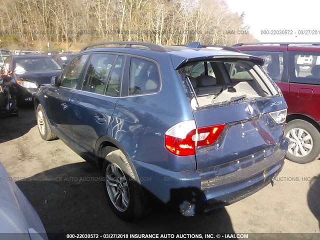 WBXPA93466WG79833 - 2006 BMW X3 3.0I BLUE photo 3