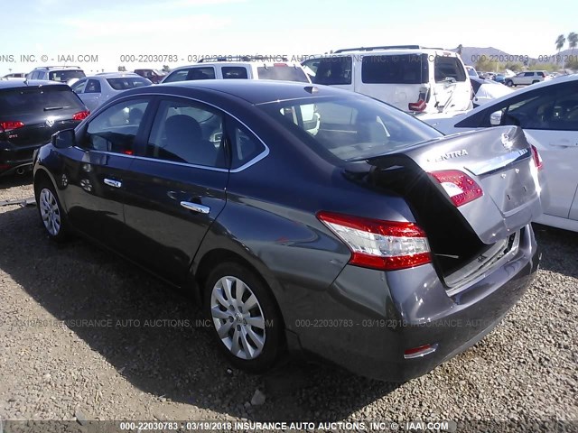 3N1AB7AP9FL685438 - 2015 NISSAN SENTRA S/SV/SR/SL GRAY photo 3