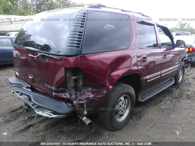 1GNEC13Z12R313674 - 2002 CHEVROLET TAHOE C1500 MAROON photo 4