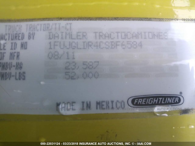 1FUJGLDR4CSBF6584 - 2012 FREIGHTLINER CASCADIA 125 (OR)  Unknown photo 10