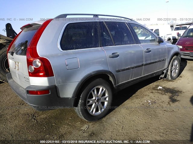 YV1CZ91H641037785 - 2004 VOLVO XC90 T6 SILVER photo 4