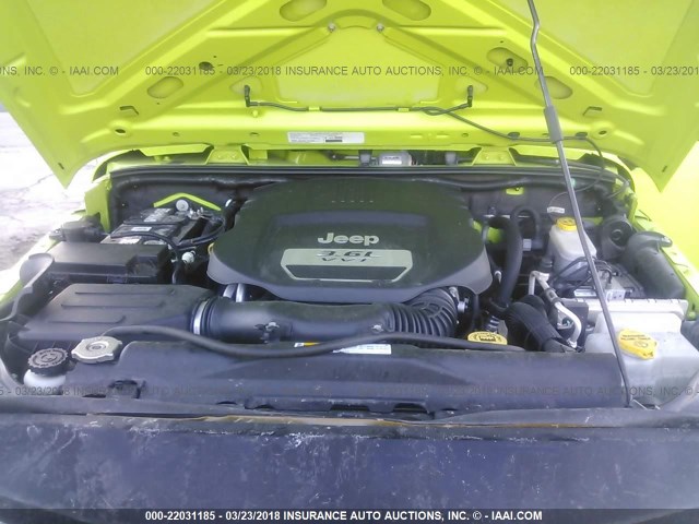1C4AJWAG4DL516463 - 2013 JEEP WRANGLER SPORT أخضر صورة 10