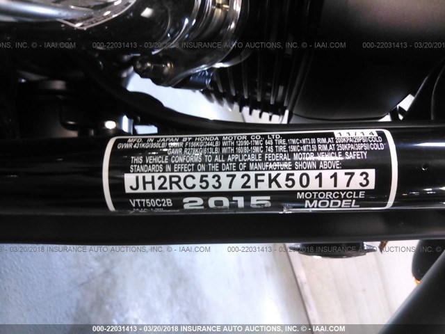 JH2RC5372FK501173 - 2015 HONDA VT750 C2B GRAY photo 10