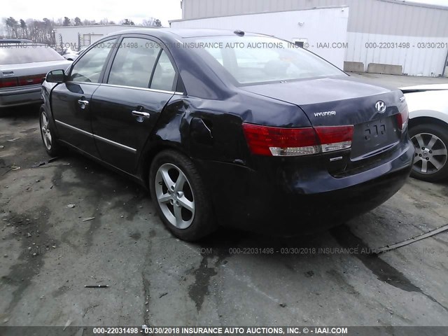 5NPEU46C28H345029 - 2008 HYUNDAI SONATA SE/LIMITED Dark Blue photo 3