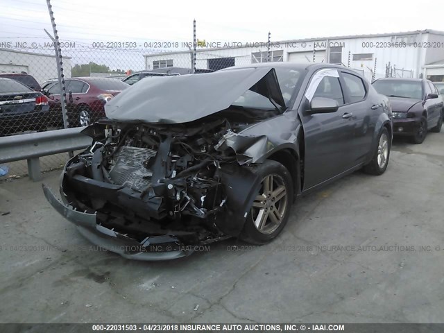 1C3CDZCB7DN576250 - 2013 DODGE AVENGER SXT GRAY photo 2