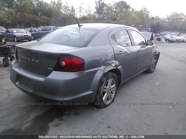 1C3CDZCB7DN576250 - 2013 DODGE AVENGER SXT GRAY photo 4