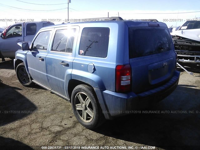 1J8FT28W17D378667 - 2007 JEEP PATRIOT SPORT BLUE photo 3