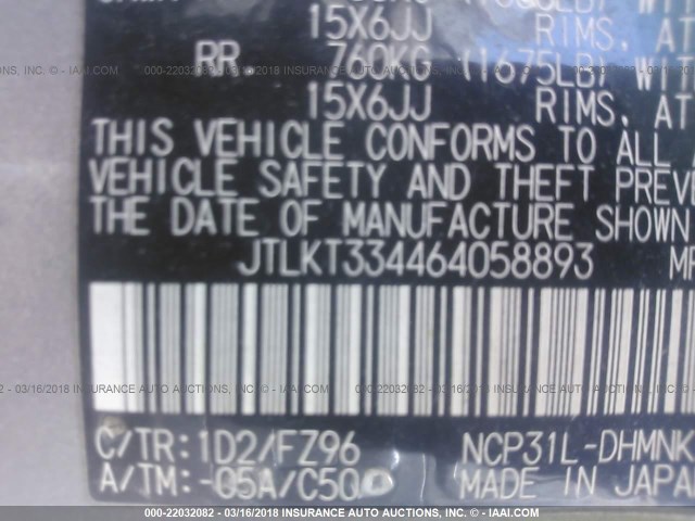 JTLKT334464058893 - 2006 TOYOTA SCION XB ვერცხლისფერი ფოტო 9