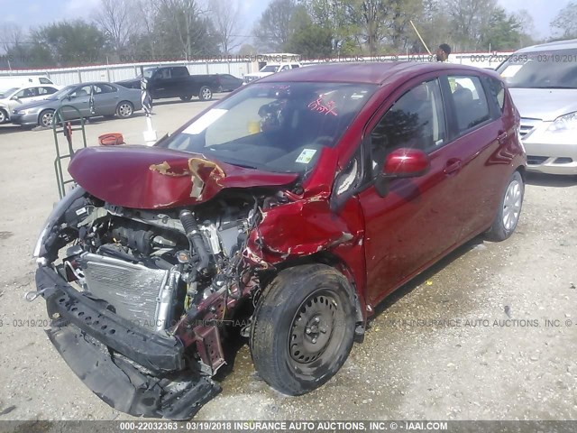 3N1CE2CP2EL393628 - 2014 NISSAN VERSA NOTE S/S PLUS/SV/SL RED photo 2