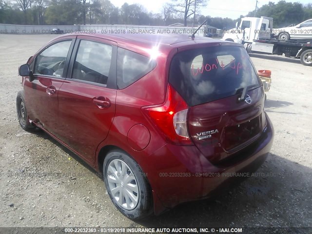 3N1CE2CP2EL393628 - 2014 NISSAN VERSA NOTE S/S PLUS/SV/SL RED photo 3