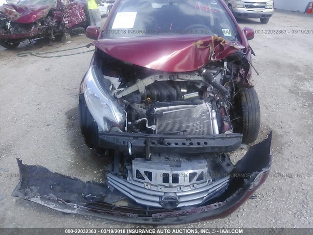 3N1CE2CP2EL393628 - 2014 NISSAN VERSA NOTE S/S PLUS/SV/SL RED photo 6