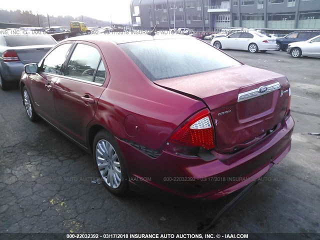 3FADP0L36CR206257 - 2012 FORD FUSION HYBRID RED photo 3