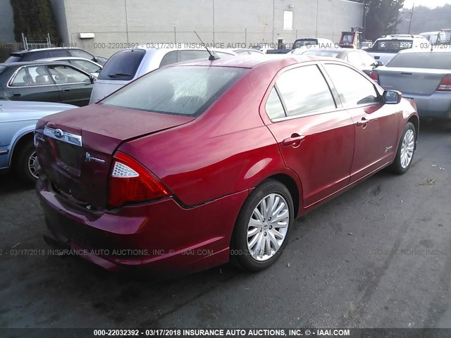 3FADP0L36CR206257 - 2012 FORD FUSION HYBRID RED photo 4