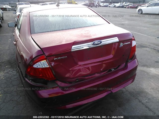 3FADP0L36CR206257 - 2012 FORD FUSION HYBRID RED photo 6